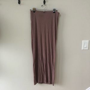 F21 pink/nude fitted maxi skirt